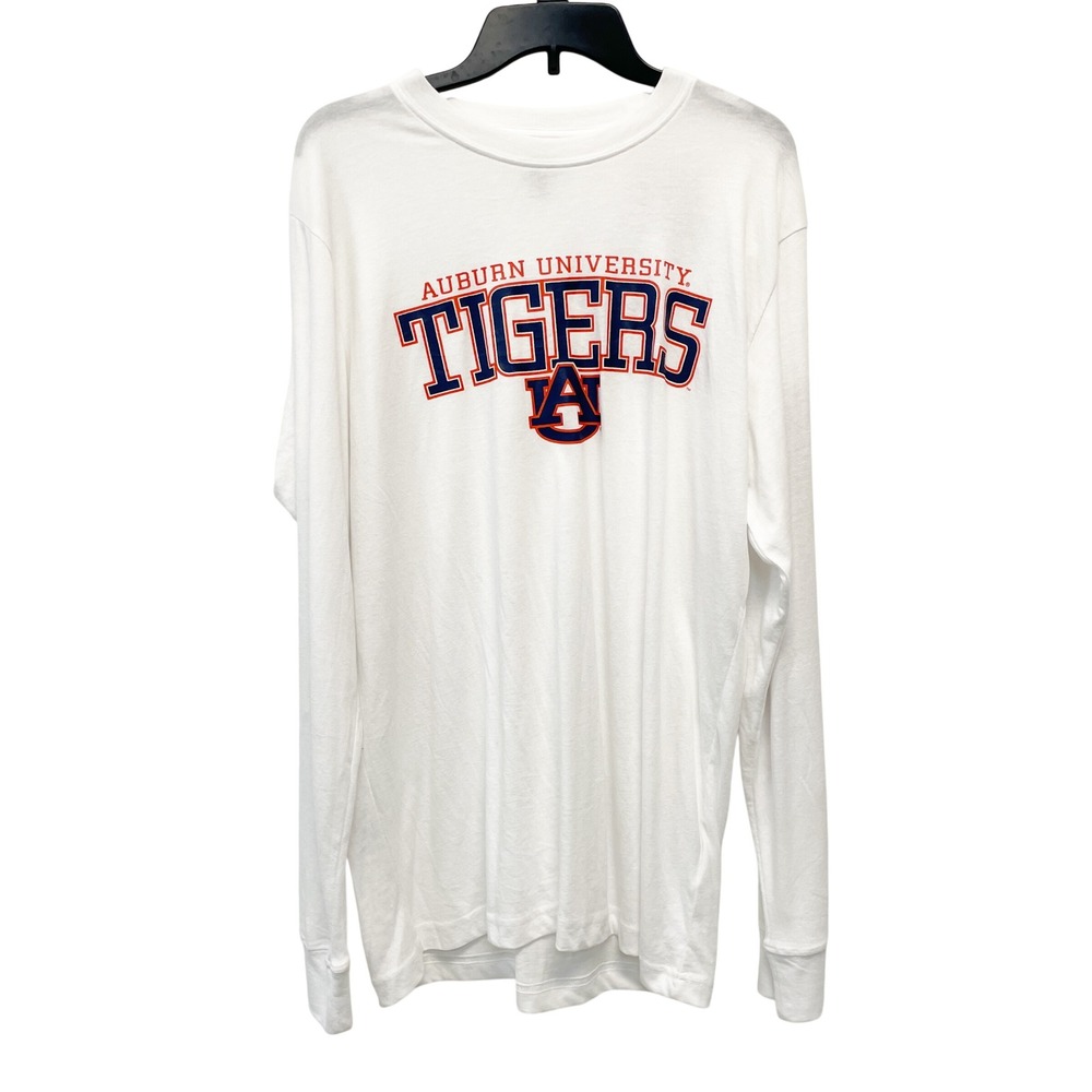 Rivalry Threads Mens White Auburn University Tigers Long Sleeve Shirt Size Large